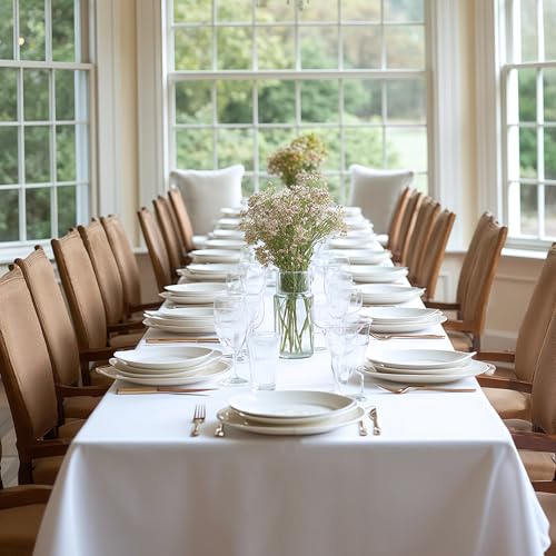 White Rectangular Table Cloths - 8 Pack 90x132 Inches for Events & Dining - Variation of THIS listing