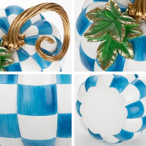 Blue White Checkered Large Decorative Pumpkin for Fall Decor - Variation of THIS listing