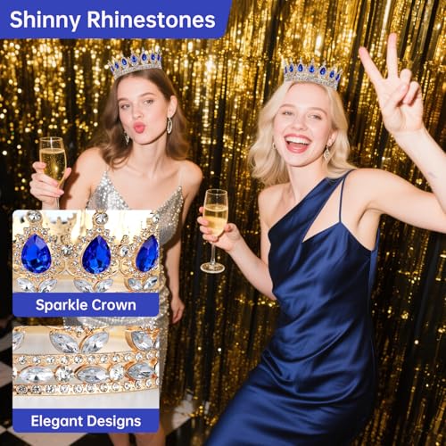 Women’s Queen Tiara Crown for Weddings Birthday Party Decorations Blue