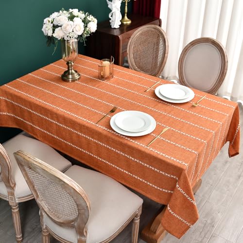 Rectangular Orange Tablecloth 98x53 Inch Fall Linen for Dining & Outdoor Use - Zobesta