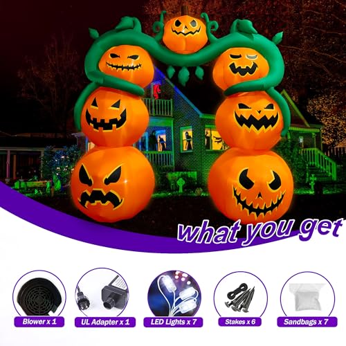 9FT Halloween Inflatable Pumpkin Archway Outdoor Decoration with LED Lights