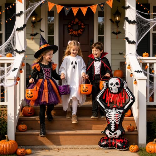 Giant Self-Standing Halloween Skeleton Balloon - 3.8FT Bloody Skull Decor - 1 Piece