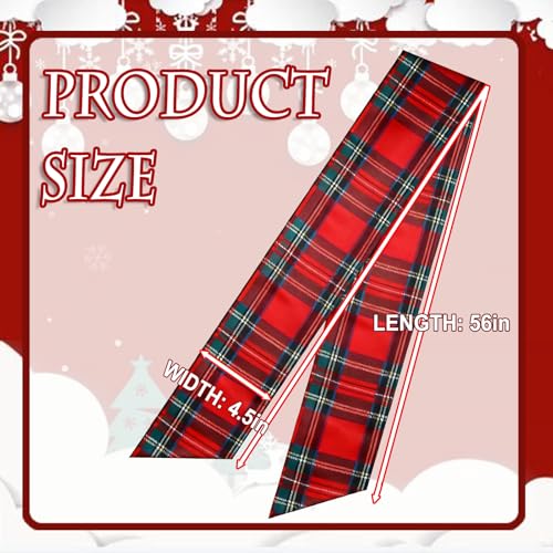Holiday Wreath Sash 2PCS Cotton Ribbon Bow for Front Door & Decor
