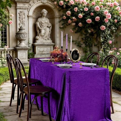 Purple Velvet Tablecloth 60x102 Inches Luxurious Rectangular Cover - Purple / 102x60