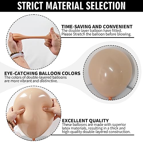 Cream Double Stuffed Nude Balloons 50 Pack 10 Inch for Elegant Events - Tan Beige