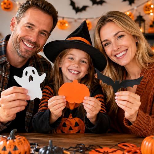 Halloween Paper Cutouts Set - 228PCS Spooky Shapes for Kids, Classroom & Party Decor - Orange Black White