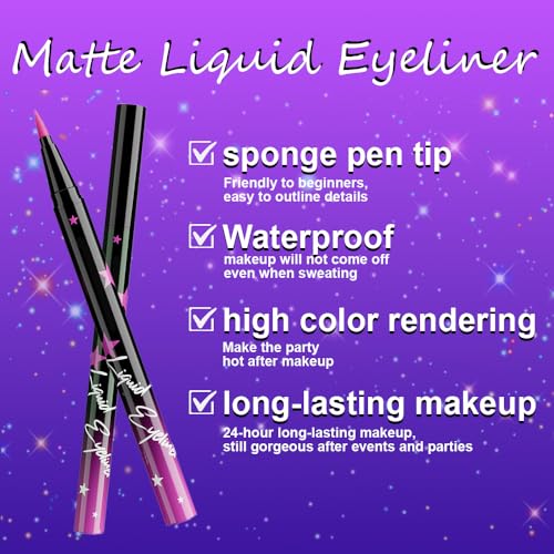 Purple Matte Waterproof Liquid Eyeliner - Smudge-Proof, Long-Lasting, 1Pcs 06-Purple Sponge Tip