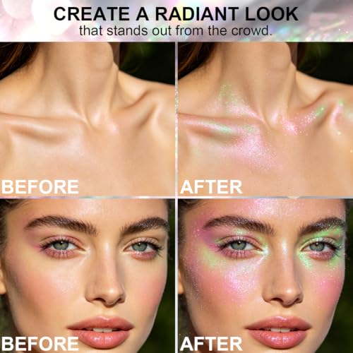 Holographic Hair and Body Glitter Spray - Mermaid Variation, Ultra Fine Sparkle Dust for Festivals & Makeup