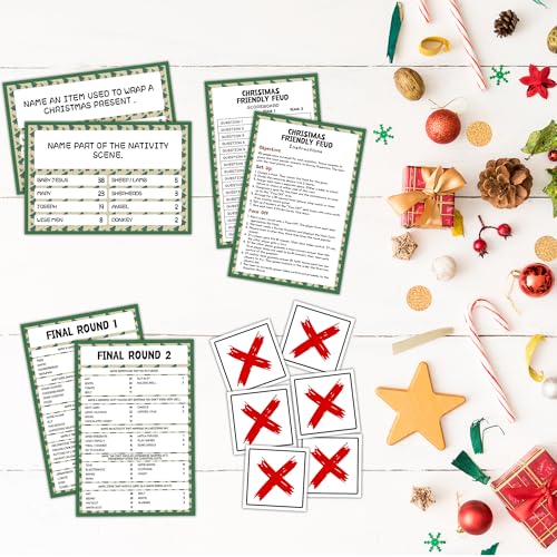 Christmas Feud Game - Christmas Tree Variation, Family Party Trivia & Fun