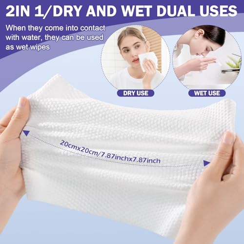 Disposable Face Towels 50 Count - Soft Cotton Makeup Remover Wipes for Skin & Cleansing