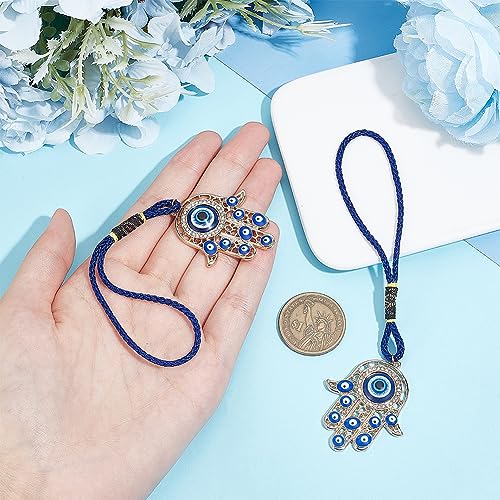 2PCS Hamsa Hand Amulet Pendant with Evil Eye - Lucky Protection Decor for Car & Home