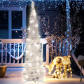 5FT Silver White Pop Up Christmas Tree with Snowflake & 60 Lights - Space Saving Holiday Decor