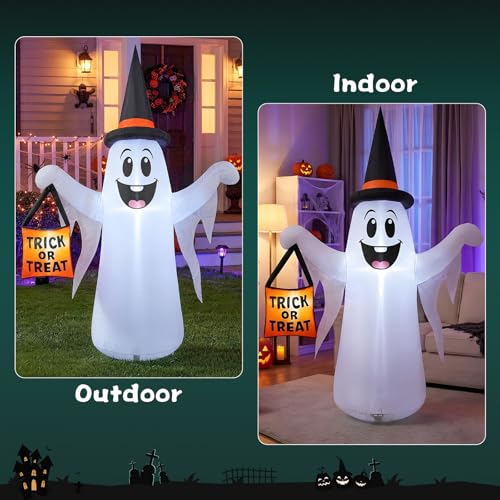 Halloween Inflatable Ghost Decoration with Magic Hat - 4.5FT Outdoor Yard Decor
