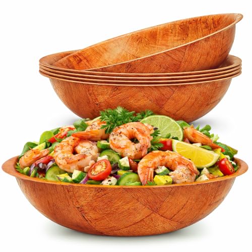 Wooden Salad Bowls Set of 6 - 7.9 Inch, Stackable, Light & Durable Kitchen Serveware