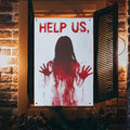 Halloween Shadow Figure Window Cover 31x47 Inch Polyester Decor - Spooky Silhouette
