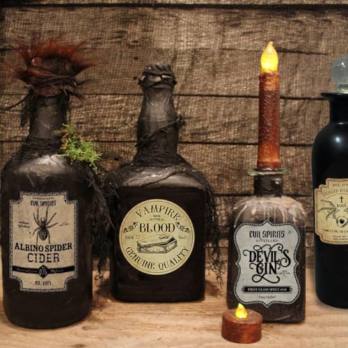 24 Pieces Halloween Wine Bottle Labels - Spooky Spooky Horror Stickers for Wine Beer