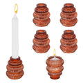 Brown Tower-Shaped Candle Holders Set of 6 for Wedding & Home Decor