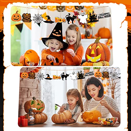 Halloween Tree Ornaments Set - Pumpkin Variant, Wooden Hanging Decorations for Party & DIY Crafts