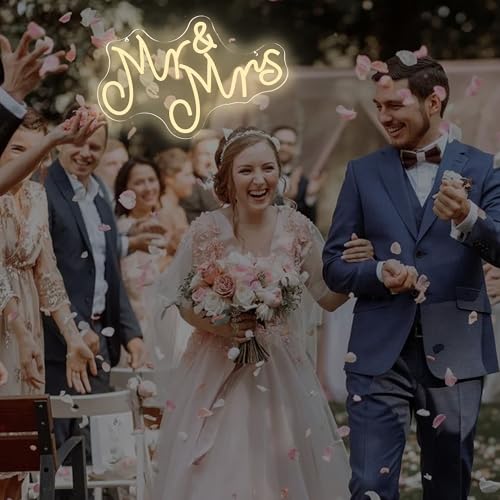 Mr & Mrs Neon Sign for Wedding Decoration - White Variation
