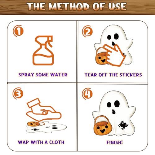 Halloween Ghost Window Clings Set - Reusable Double-Sided Decals for Glass Windows, 161 pcs, Seasonal Decorations, Variation: Ghost