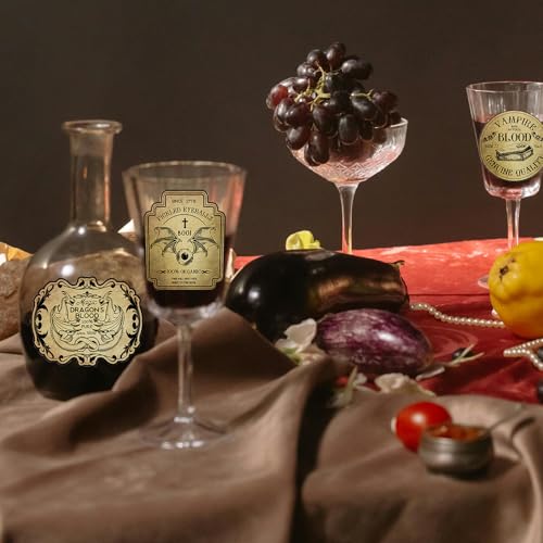 36Pcs Halloween Wine Bottle Stickers Retro Potion Labels Party Decor