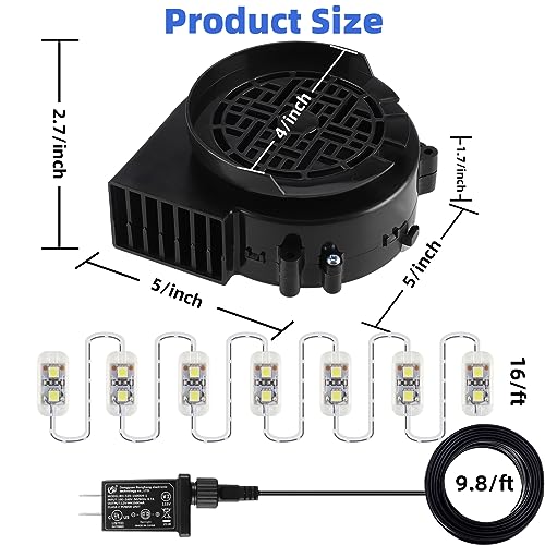12V Inflatable Blower Fan with 7 LED Light Strings, 1.2A for Holiday Decorations