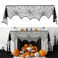 Halloween Fireplace Decorations 18 x 96 Inch Spiderweb Mantle Scarf Black Lace