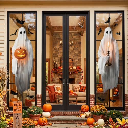 Halloween Ghost Window Clings - Extra Large Spooky Decals - White Variation
