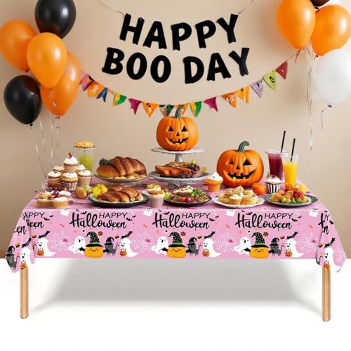 Pink Halloween Tablecloths Pack of 3 108x54 Inch Plastic Party Decor