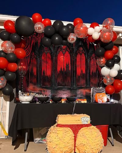 8x6FT Gothic Halloween Backdrop Haunted House Decorations Vampire Castle Red Moon