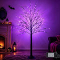 Purple 6FT Lighted Halloween Tree with 128 LED Lights & 8 Modes - Waterproof Indoor Outdoor Decoration