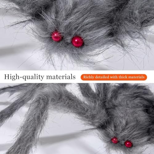 Halloween Giant Black, Brown & Grey Spider 3 Pack - 5Ft Realistic Outdoor Indoor Decor Set