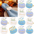 Willbond 12 Pcs Fall Thanksgiving Pumpkin Napkin Rings - Blue & White