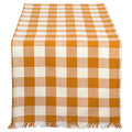 Check Table Runner 14x108 Inches Pumpkin Spice Fringed Cotton Farmhouse Style