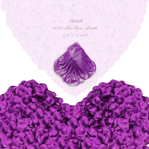Artificial Rose Petals Set - 2000 Deep Purple Fake Flower Petals for Wedding & Romantic Decor