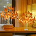 Fall Light Up Artificial Maple Tree Set - 22 Inch Battery-Operated LED Decor for Thanksgiving & Halloween