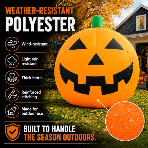 11FT Giant Inflatable Pumpkin with LED Lights - Outdoor Halloween Yard Decor