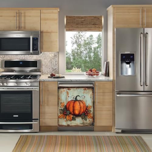 Vintage Pumpkin Magnetic Dishwasher Cover - Autumn Fridge Decal 23" x 26"
