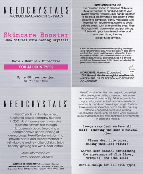 NeedCrystals Microdermabrasion Crystals - Natural Facial Scrub for Dull Skin | Exfoliates & Improves Texture, 4 oz.