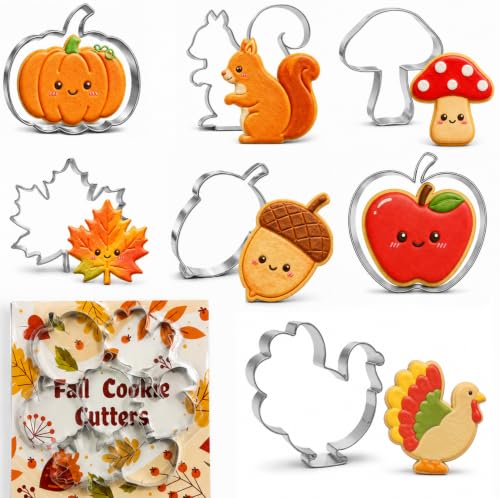 Fall Thanksgiving Cookie Cutters 7PCS Stainless Steel Biscuit Molds - Fall