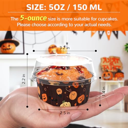 Halloween Mini Cake Pans with Lids 40 Pack - 5Oz Aluminum Foil Ramekins