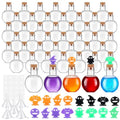 Mini Halloween Potion Bottle Set - 36 Spherical Plastic Decor Jars with Corks - Spooky Party Favors