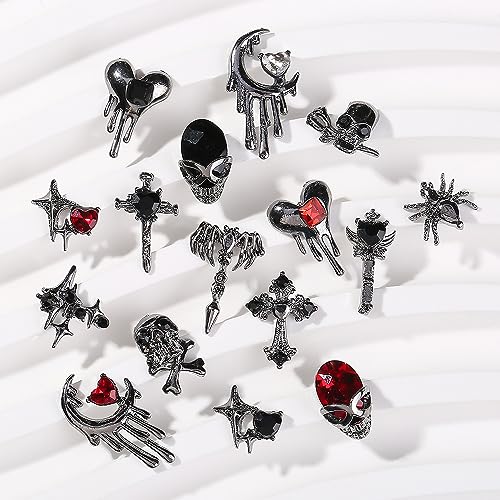 Halloween 3D Alloy Spider Skull Nail Charms Set - 32pcs Nail Art Decorations
