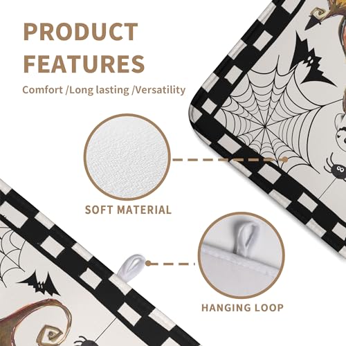 Halloween Dish Drying Mat - 18x24 Inch Pumpkin Ghost Bat Web Microfiber Drainer - Spooky Kitchen Counter Protector - Variation of THIS listing