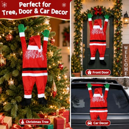 Large Outdoor Hanging Santa Claus Christmas Decor - Life Size Holiday Ornament