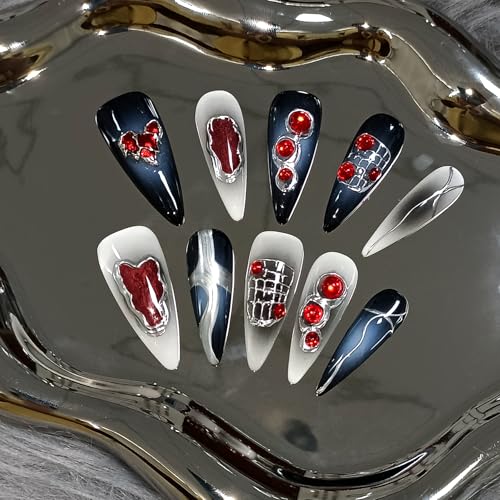 Halloween Vampire Press On Nails - Black Dark Ombre XS - Blue Variation