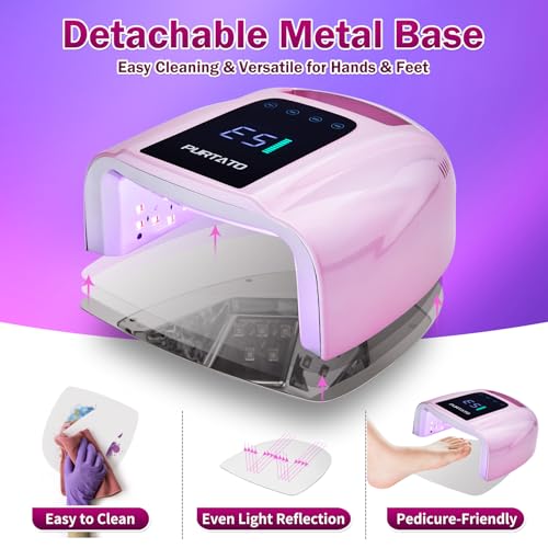 Rechargeable UV LED Nail Lamp 96W Portable Cordless with Timer & Sensor - Pink