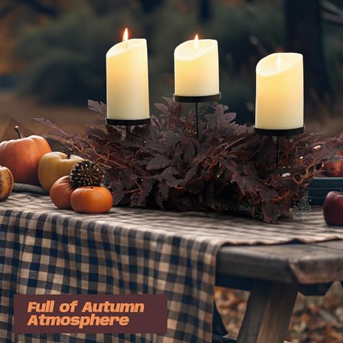 Halloween Centerpieces for Tables - Autumn Fall Decor with Candlesticks & Black Leaves