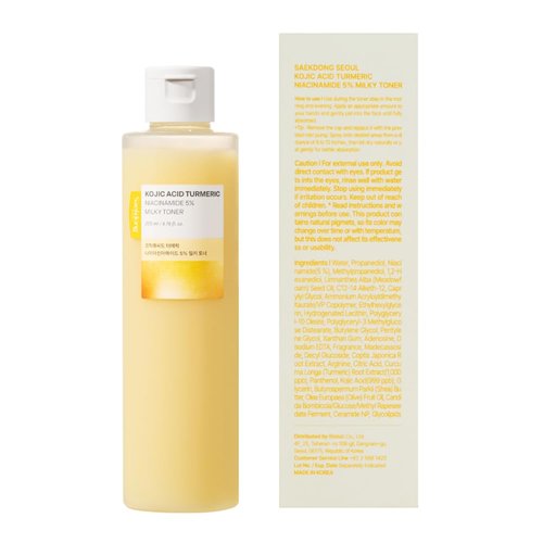 Saekdong Seoul 5% Niacinamide Milky Toner with Kojic Acid & Turmeric – Dark Spot Care, Skin Tone Improvement, Gentle Hydration for Face & Body, 200ml (6.76 fl oz)