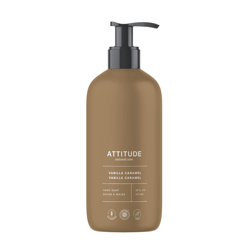 ATTITUDE Liquid Hand Soap - EWG Verified, Vegan & Plant-Based Vanilla Caramel | 16 Fl Oz